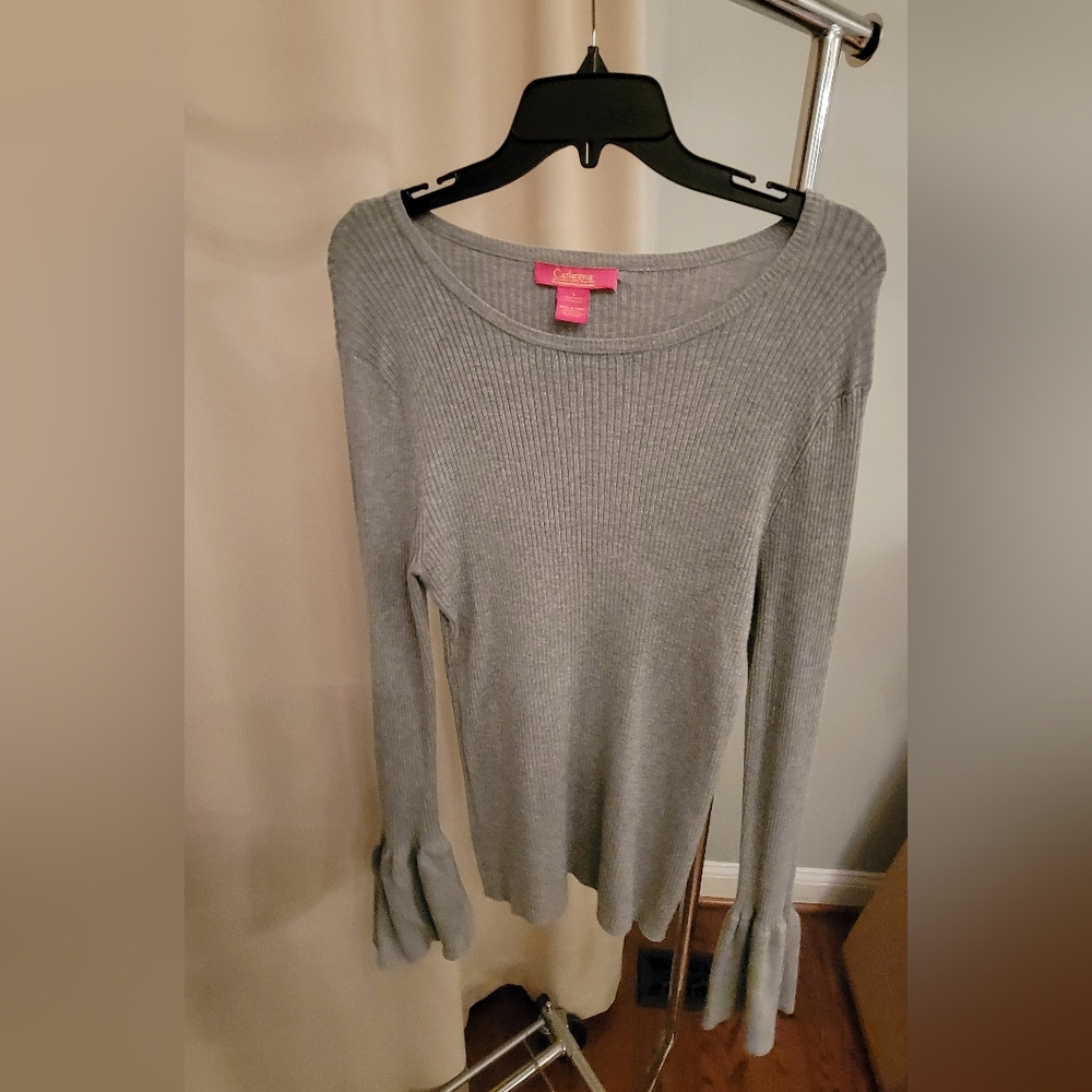 Catherine Malandrino Gray Ribbed Sweater